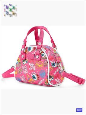 Mini Bowling Bag Vegan Leather Crossbody with Logo Hardware Top Handles